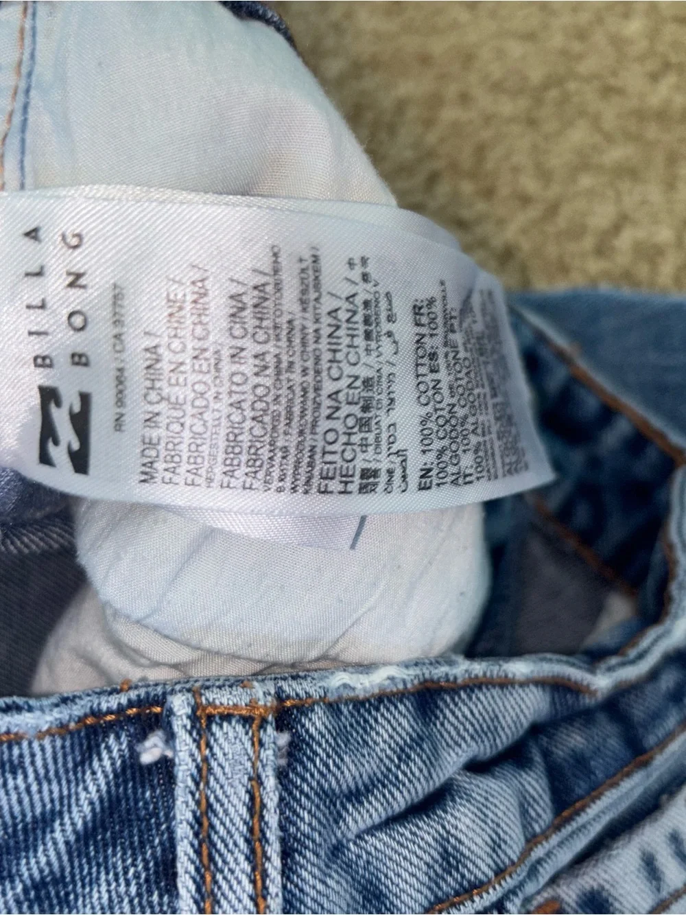 Billabong Light Blue Denim Jeans with Contrast Stitching